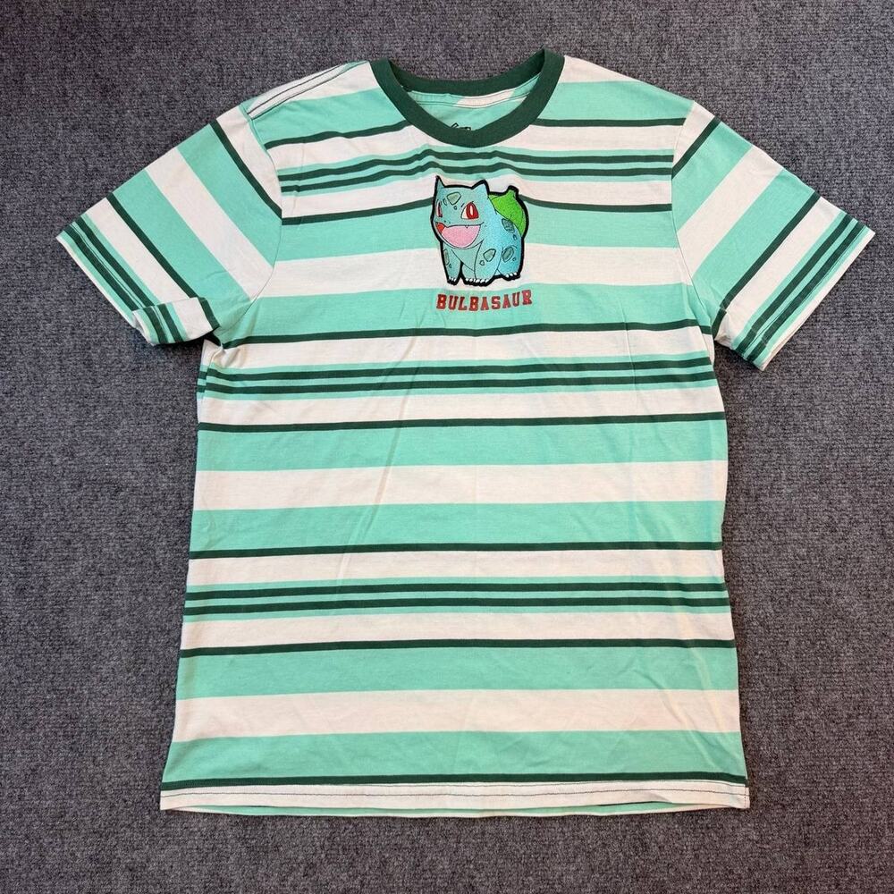 Pokemon Bulbasaur Girls Striped T Shirt Hybrid Apparel Size MD New